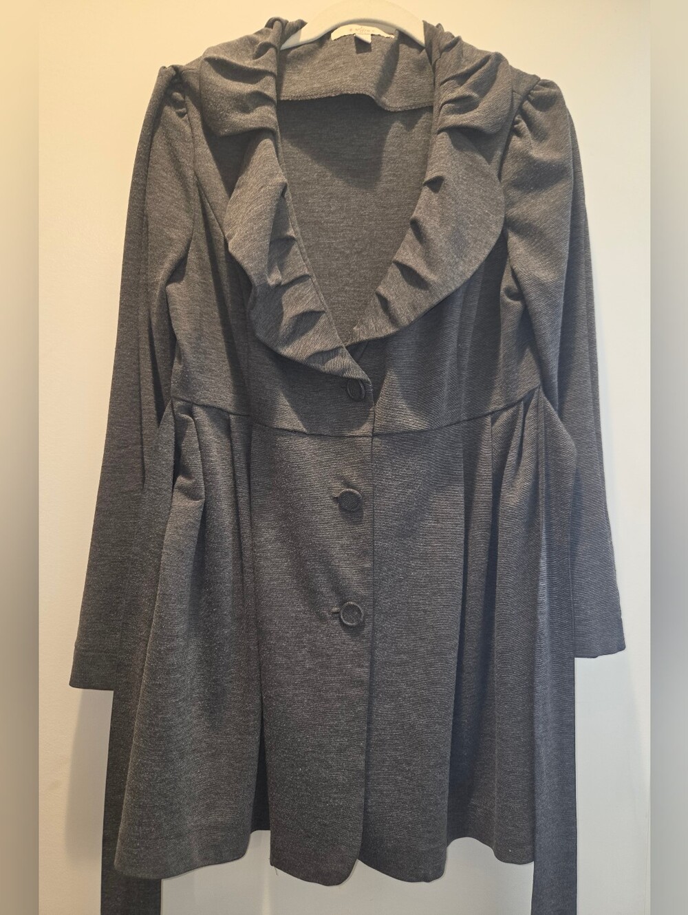 Gray Collared Pea Coat - Picture 4 of 10